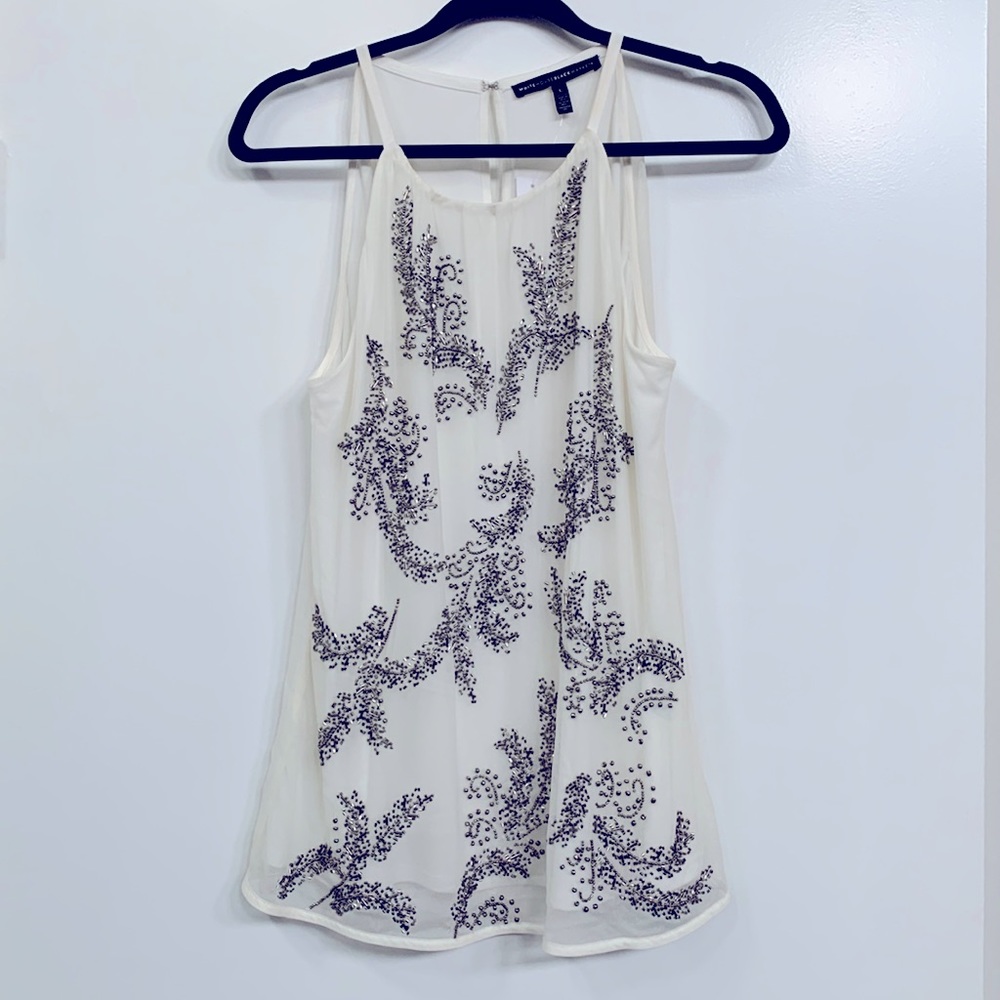 WHBM white beaded halter